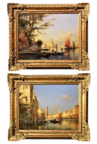 Éloi-Noël Bouvard (1875 -1957) - Pair of Venetian views, Canal Grande and Basilica della Salute